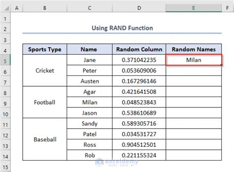 Selecting Random Names (Microsoft Excel)