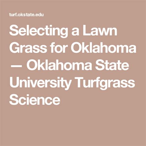 Selecting a Lawn Grass for Oklahoma Oklahoma State University