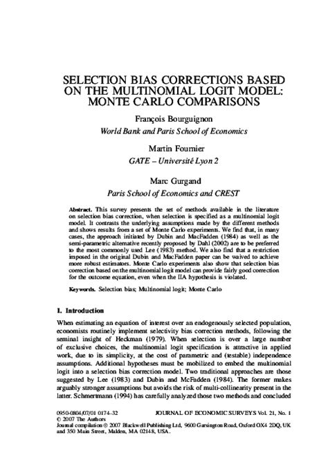 Selection bias corrections based on the multinomial logit model: …