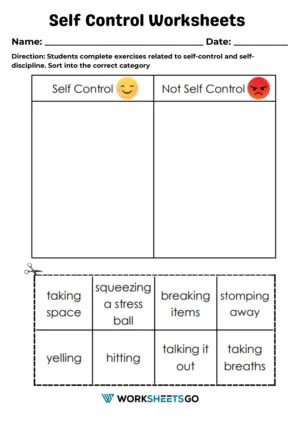 Self Control Worksheets WorksheetsGO