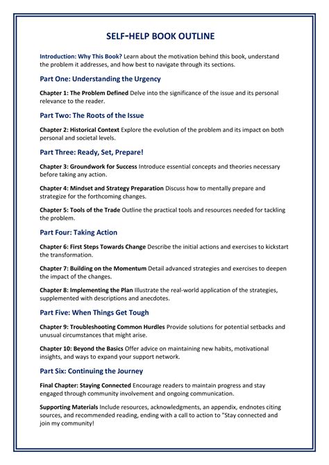 Self Help Book Outline Template Example Riccda