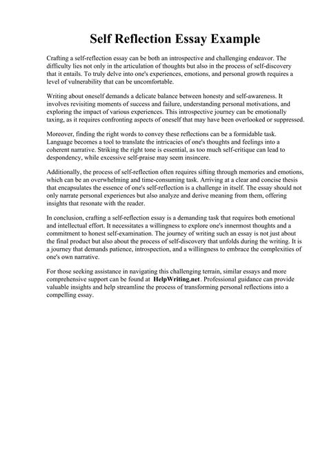 Self Reflection Paper / Personal reflection example. Personal