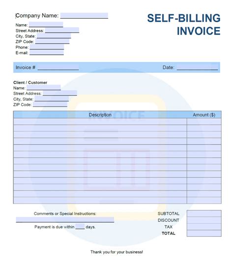 Self bill. Here are some of the benefits of self-billing: 1. Self-billing saves time and reduces administrative tasks for the buyer and seller. Self-billing invoice also reduces costs and saves time spent on managing invoices. 2. self-billing invoices are created by the customers, so they choose the format good for their financial … See more 