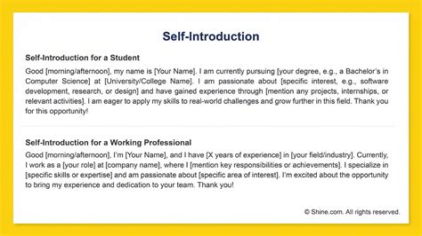 Self introduction in an interview for experienced