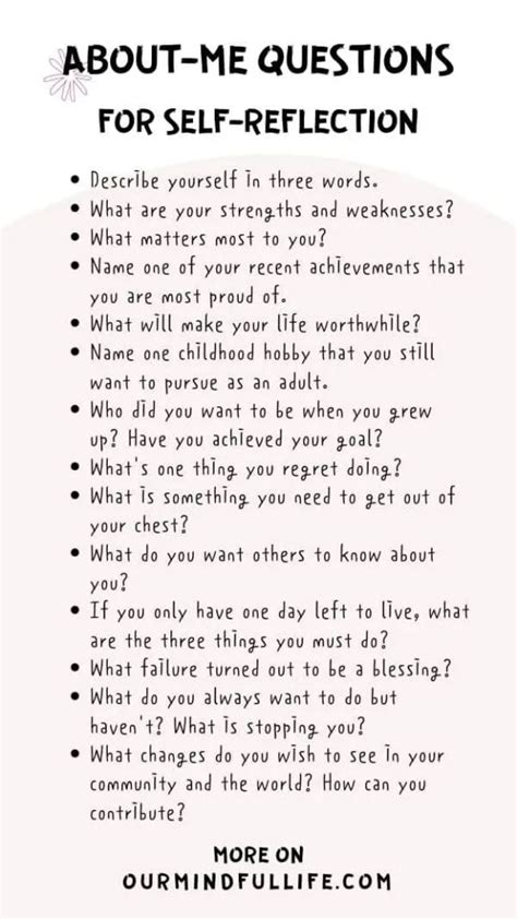 Self reflection questions. Here are 75 journal prompts to get you started. To break patterns that don't benefit me, I will…. I'm irreplaceable and my mark on this Earth is meaningful because…. On days when I'm feeling good, I uplift and inspire those around me by…. I am better today than yesterday, because…. I spend too much time thinking about…`. 