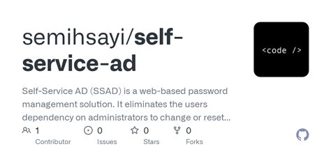 Self service password github.  You can reset all of Self-Service AD (SSAD) is a web-based...