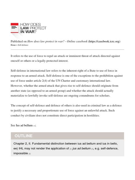 Self-defence How does law protect in war? - Online casebook