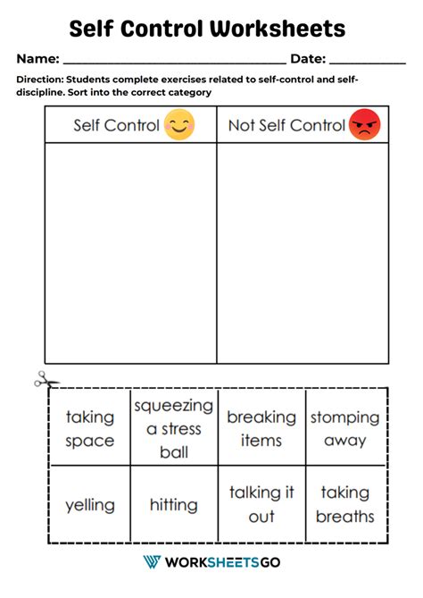 SelfControl Worksheets SelfControl Activities SelfRegulation
