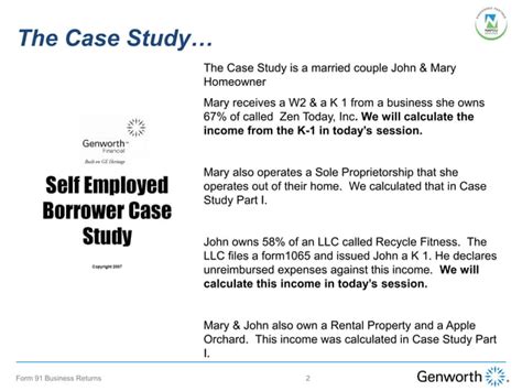 SelfEmployed Borrower Case Study Part I Completing the Form 91 wit…