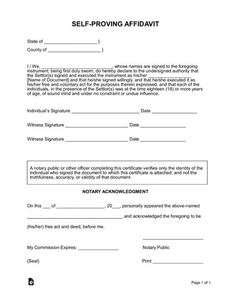 SelfProving Affidavit Form eForms