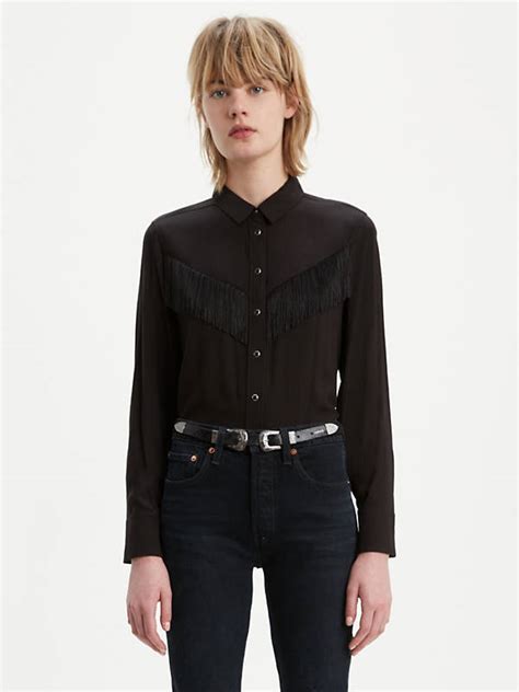 Selita Fringe Western Shirt - Black Levi