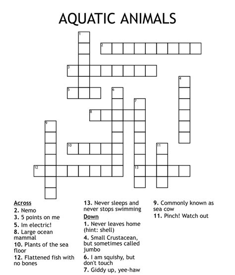 Semi aquatic rodent crossword clue. All solutions for "Aquatic rodent" 13 letters crossword clue - We have 15 answers with 5 to 8 letters. Solve your "Aquatic rodent" crossword puzzle fast & easy with the-crossword-solver.com 