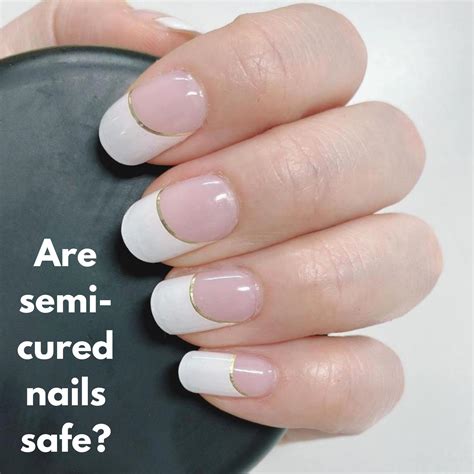 Semi cured gel nails. Step 4: Cure + Top Coat. This step is super easy - just place your nails under the curing lamp and cure for 60 seconds. A curing lamp is also known as a uv lamp or nail lamp - they are the same type of lamp that nail salons use. When your gel nail polish strips feel hard when you tap them against a surface you know they’re cured. 