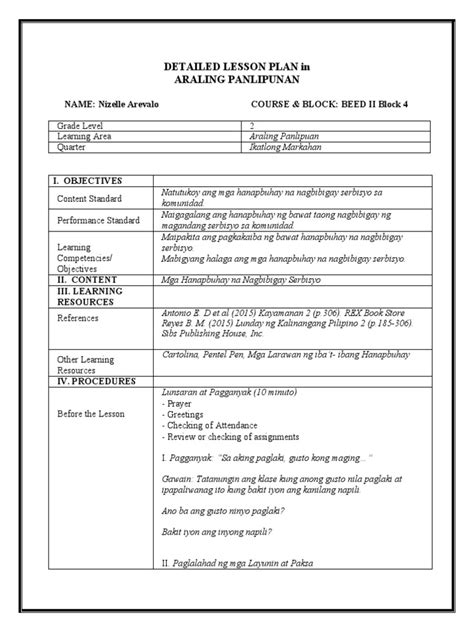Semi detailed lesson plan format deped araling panlipunan.  2016 I.  Ang ar...