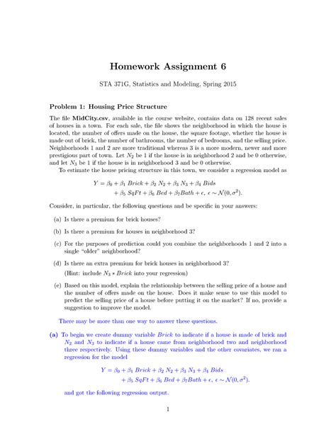 Seminar Assignments 1 6 Questions And Solutions Studocu