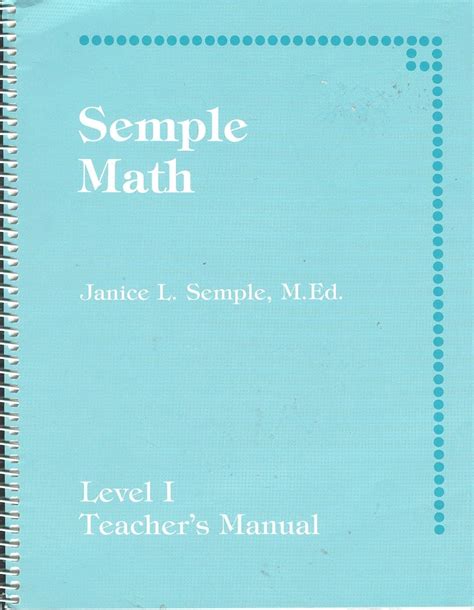 Semple math a basic skills mathematics program level i teachers manual. - Manual for 2004 harley night train.