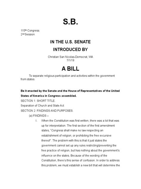 References Page. Include in-text citations of U.S. Senate bills on the References page. Begin with the title of the bill and a comma. Insert "S." without quotation marks, the bill or resolution number and a comma. Indicate the congressional session with the ordinal number and "Cong." Put the year within parentheses and end with a period; for .... 