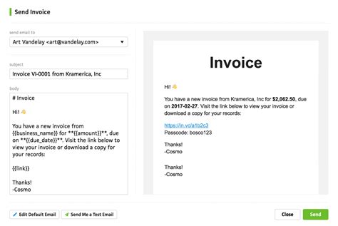 Send an invoice. An invoice is defined as a list of goods or services provided by one party to another, along with the statement of the sum owed for these. In other words, it’s a bill sent along to request payment after work has been successfully rendered. Invoices are the backbone of the accounting system for small businesses. 