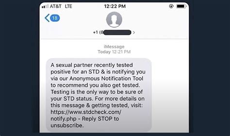Recieved a text from stdtest.com stating - A sexual partner tested positive for an STD & recommends that you also get tested. For details, visit…. 