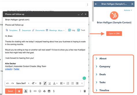 Sending a tracked email