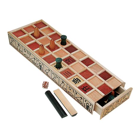 In a game of Senet, the aim is simple: you have to move your five pieces of the board. The board is made up of 30 squares with each square being a house. Each row of the board contains 10 houses. You have to move all your pieces across each row and off the board to win the game.. 