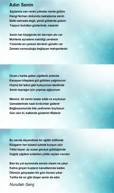 Senin adın şiiri MURAT ÇAĞLAYAN . 