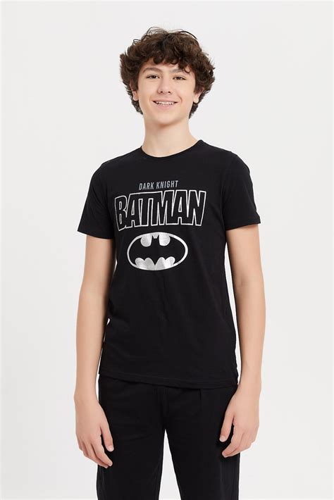 Senior Boys Black Batman Nightsuit (2 Piece) - REDTAG