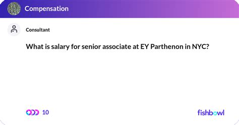 Sep 27, 2023 · The estimated total pay for a Senior Associate Consultant at EY-Parthenon is $9,180 per month. This number represents the median, which is the midpoint of the ranges from our proprietary Total Pay Estimate model and based on salaries collected from our users. The estimated base pay is $8,296 per month. The estimated additional pay is $884 per ... .