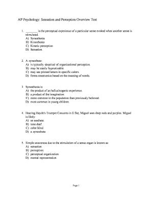 Sensation and Perception Test AP Psychology