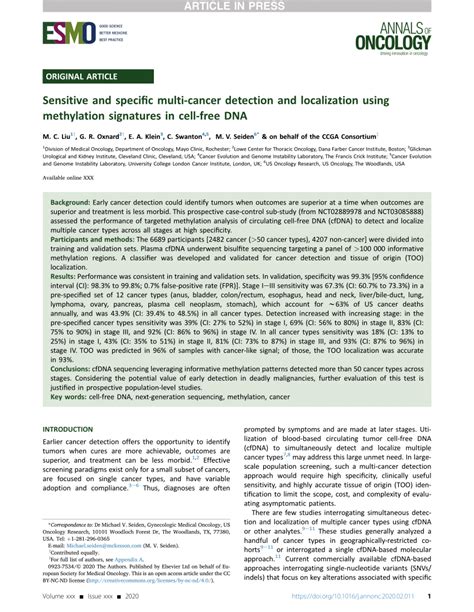 Sensitive and specific multi-cancer detection and ... - ResearchGate