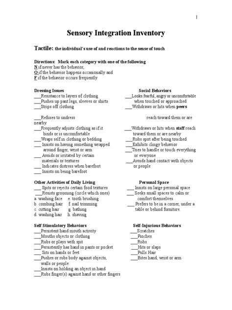 Sensory Integration Inventory Revised