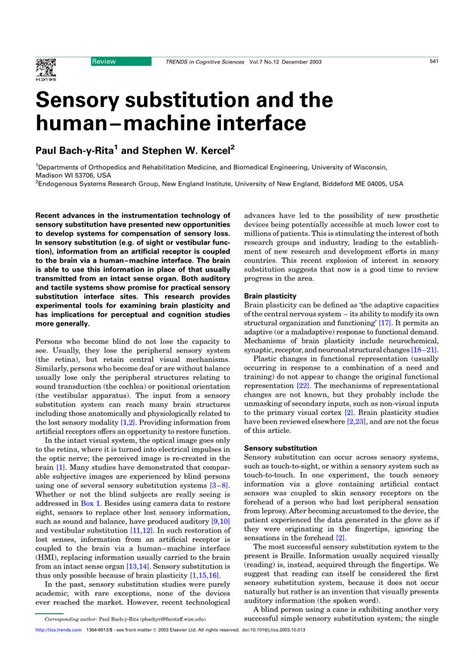 Sensory substitution and the human–machine interface