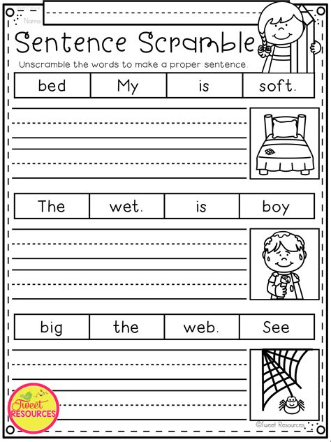 Sentence Building Worksheets Free