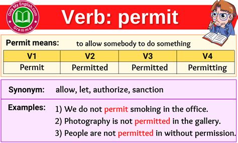 Sentence Of Permit In Verb