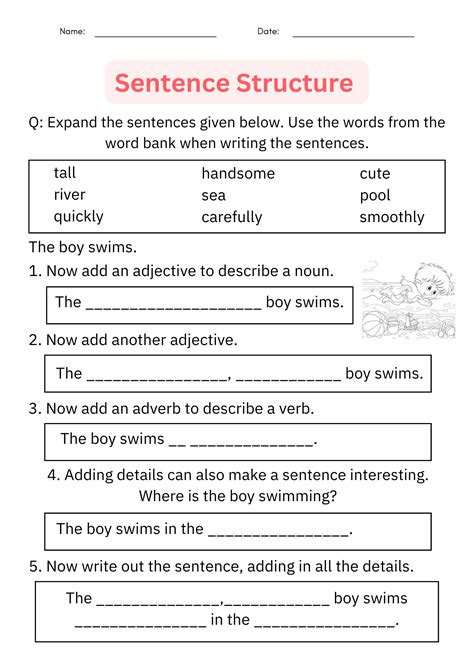 Sentence Structure Worksheets Language Arts Activities