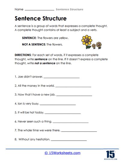 Sentence Structure Worksheets Sentence Building Worksheets