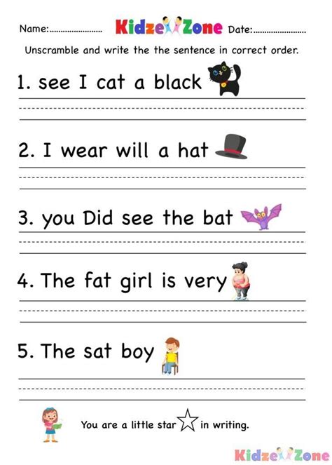 Sentence With For For Kindergarten