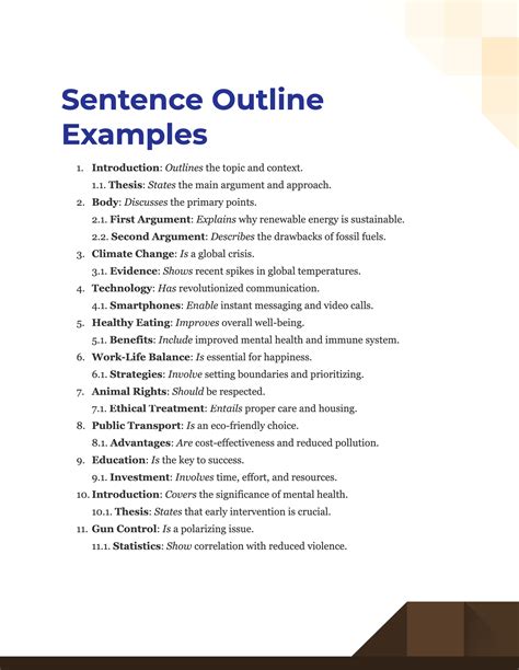 Sentence outline example