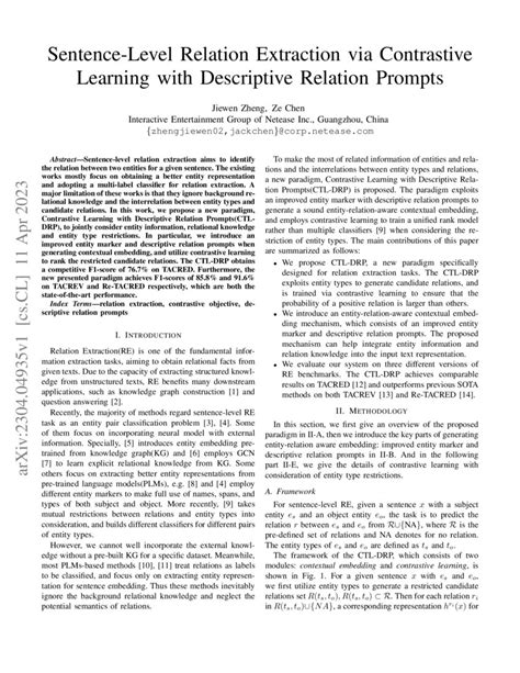 Sentence-Level Relation Extraction via Contrastive Learning …