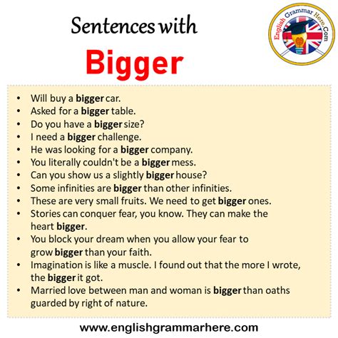Sentences with Bigger, Bigger in a Sentence in English, Sentences For