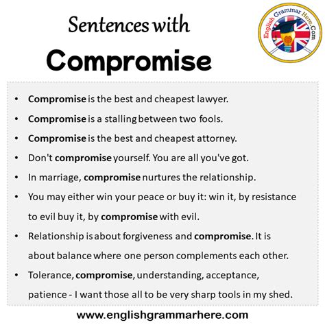 Sentences with Compromise, Compromise in a Sentence in English