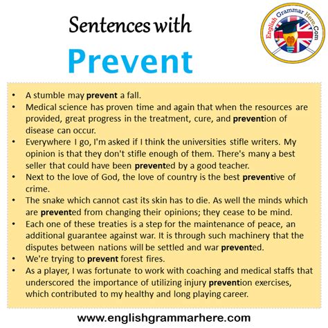 Sentences with Prevent, Prevent in a Sentence in English, Sentences For