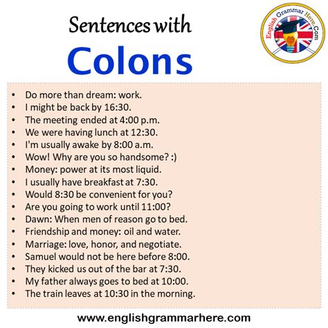 Sentences with colons