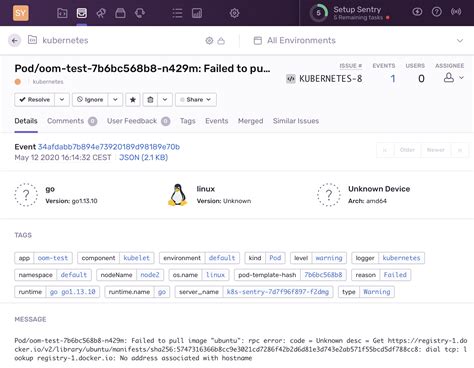 Sentry pod.  Call Go ahead and launch a sentry-kubernetes Pod in your cluster today.  ...