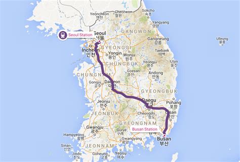 Busan to Seoul Railway Route Map. You can easily get around South Korea by taking the train from Busan to Seoul in a fast, modern way. This journey across this multifaceted country will make you feel as though you are on a quest for the best hidden gems! The short travel time of 2 hours and 24 minutes makes this route one of the most popular ....