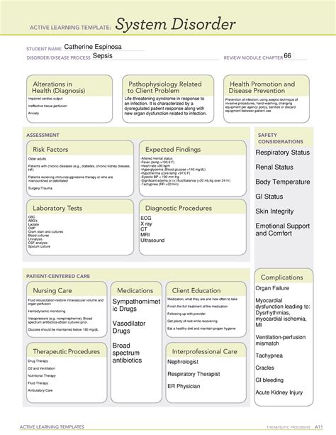Sepsis System Disorder Template