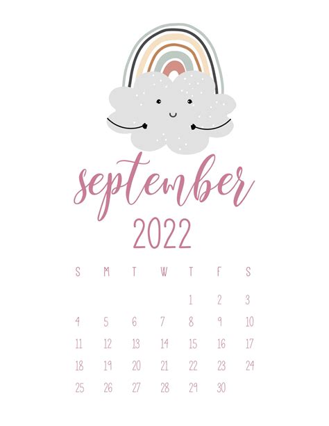 September 2022 Calendar Cute