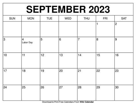September 2023 calendar. pdf format.  Calendars – online and print frie...