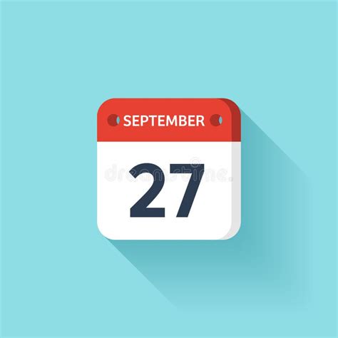 September 27 isometric calendar icon with shadow Vector Image