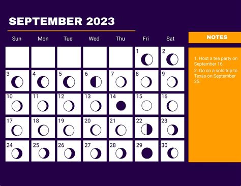 September Calendar With Moon Phases
